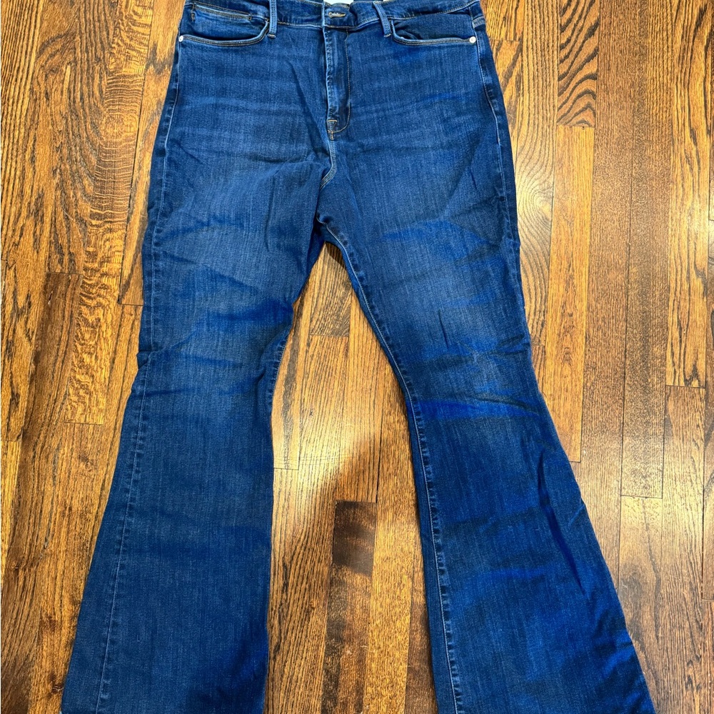 Frame Le High Flare Denim Dark Blue Flare Jeans